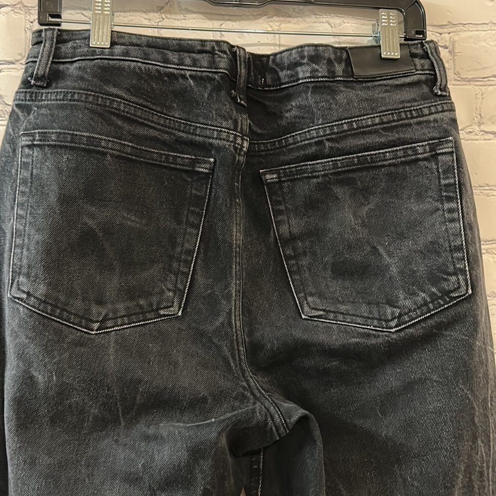 Mango High Waisted Straight Cropped Faded Black Jeans Women Size 10 - Picture 4 of 11